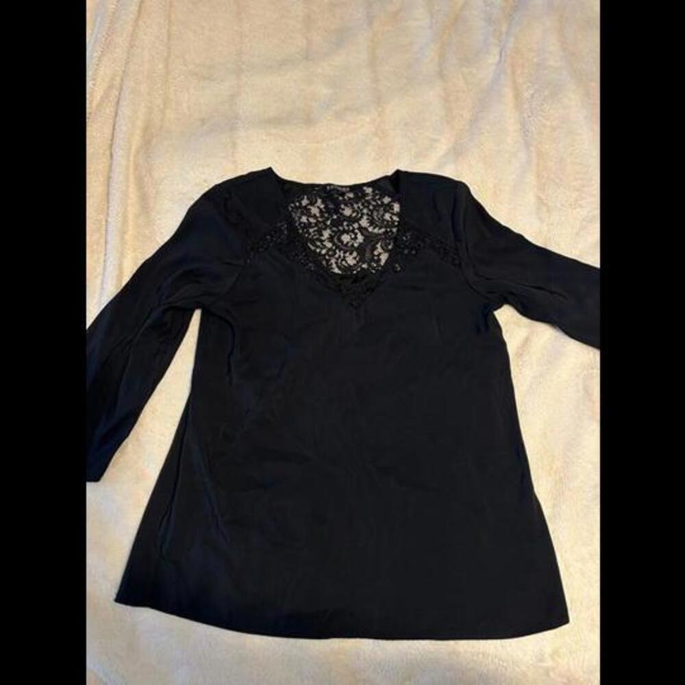 Express Black Lace Detail Blouse - Size Small